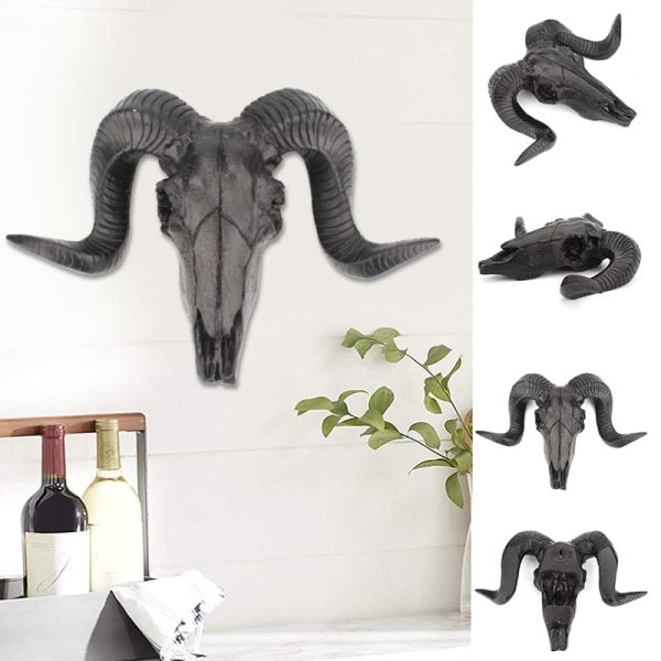 Shofar Kranie Ornament Personlig Halloween Dekoration Resin Vægdekoration Til Hjem Stue Kontor