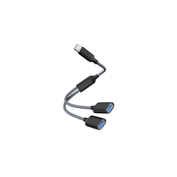 Type-C til dobbel USB 2.0 adapter Sort