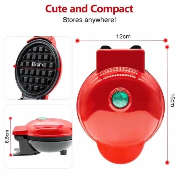 Mini Våffeljärn, EU 4 Tums Våffeljärn med Kompakt Design, Lätt att Rengöra, Non-Stick Yta, Perfekt för Frukost, Dessert, Smörgås Svart