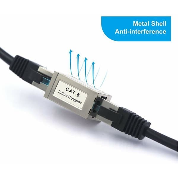 RJ45 Coupler Ethernet Cat6 Adapter Female to Female Cable Connector Shielded 5-Pack, by DEBUNS
