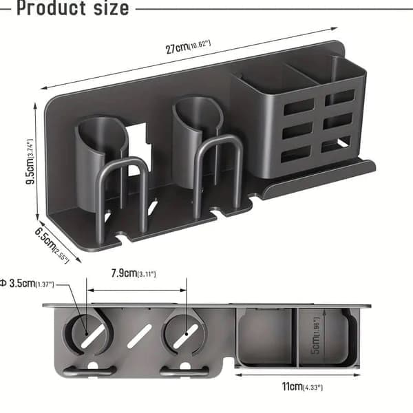Toothbrush Holder Wall Mounted - Brush Rack for Toothbrushes for Bathroom & Shower 27 cm 27