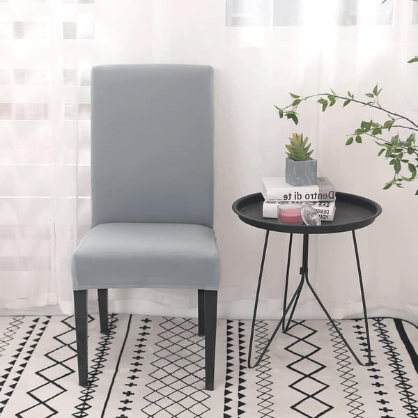 Vaskbare strekkbare stoltrekk til spisestue, sett med 4 eller 6, lys grå 6pcs light Grey