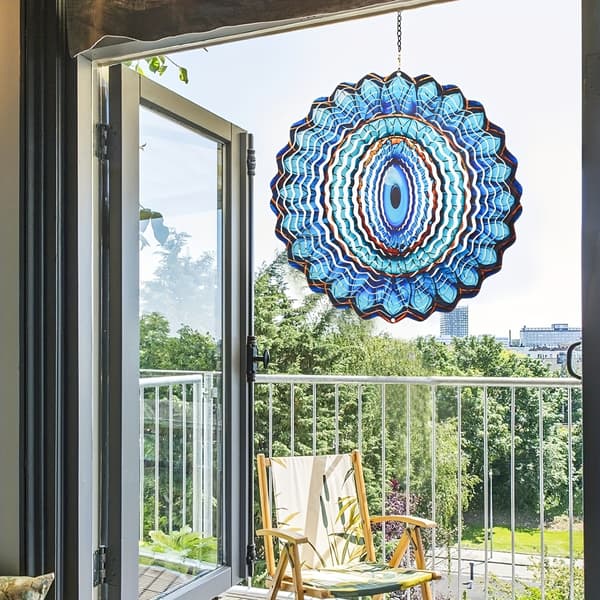 10-tommers kinetisk vindsnurrer i rustfritt stål med 3D-ugledesign A
