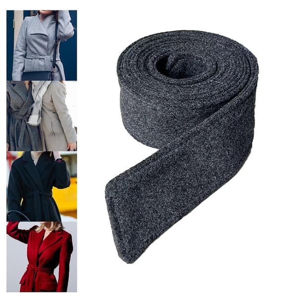 Mørkegrå ullkåpebelte for kvinner - Lang trenchcoat-slips 180cmx5cm dark gray