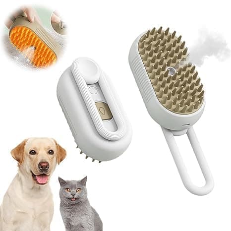 OBOSOE Dampbørste til kat og hund – Dyreplejebørste med damp- og massagefunktion white