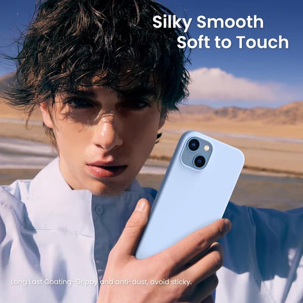 Flytende silikondeksel til iPhone 13 6,1-tommer, ultratynn full beskyttelse[GPA] Light Blue