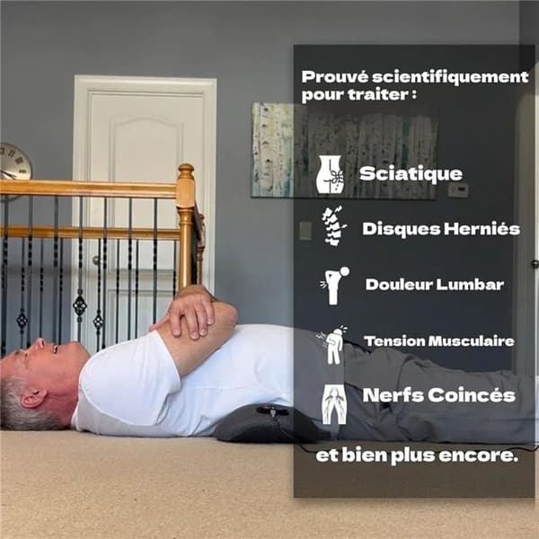 Triple Action Back Therapy, Lumbar Massage with Heat and Vibration, Ergonomic Back Massager