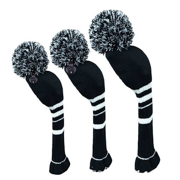 3-pack golf headcovers för träklubbor - Passar drivers (460CC) - Hybrid/UT akrylgarn med stor