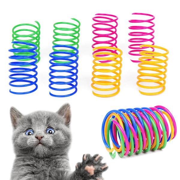 20-pak holdbart farverigt plastikfjederlegetøj til katte