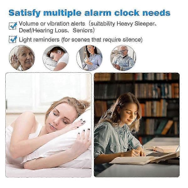 Ekstra høj vækkeur med sengevibrator til tunge sovende