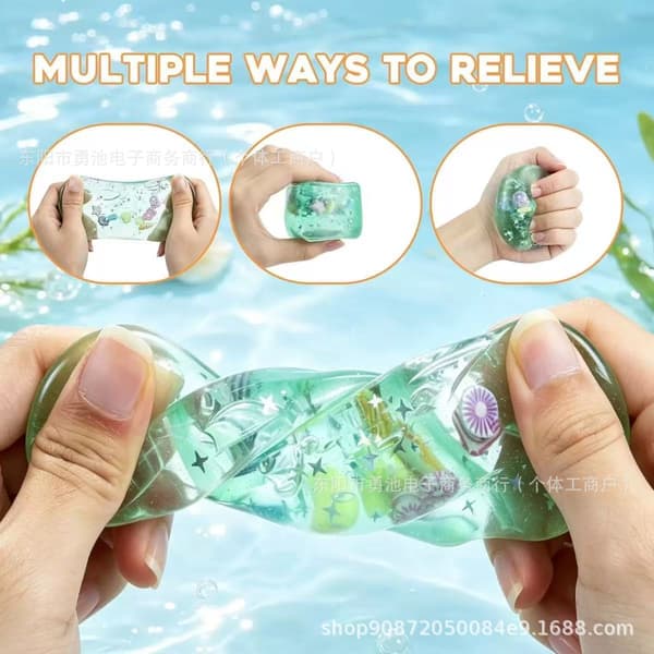 Slow Rebound Maltose Cube Squeeze Toy, Stress Relief Fidget with Seashell Pattern for Adults and Teens Blue