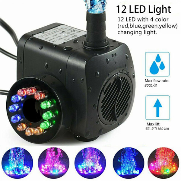 Fontäänipumppu LED-valaistuksella, puutarhan vesipumppu - Xin