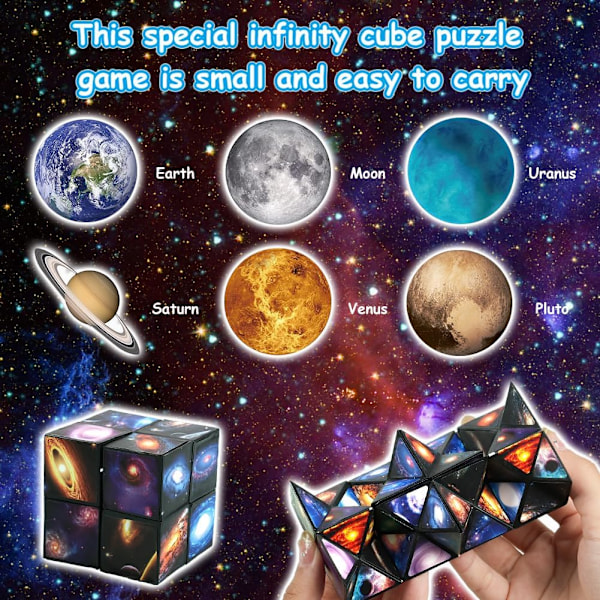 Magic Star Cube Infinity Puzzle Toy, 3D Hjärngympa för Barn & Vuxna, Stressreducerande Kub Presentidé[GPA] Kvadrat