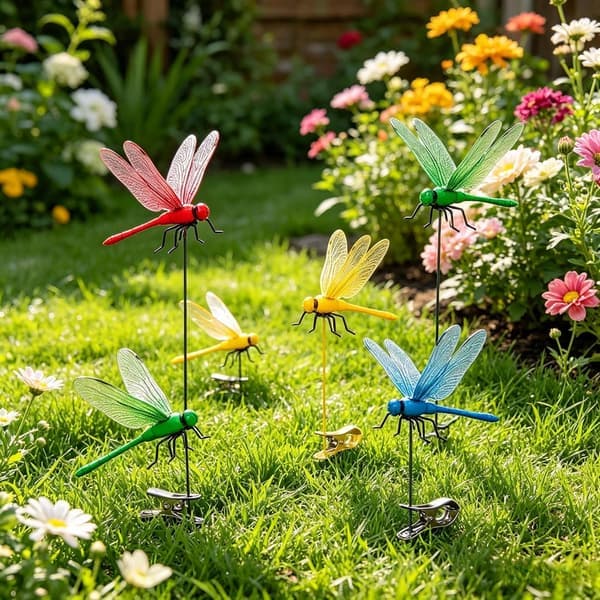 5/10 Artificial Dragonfly Clips, 3D Dragonfly Decoration Clips, 3D Dragonfly Decor Garden Tools for Outdoor Use Blue 10 pcs Blue Blue 10pcs