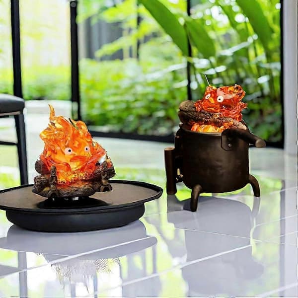 Calcifer Night Light Desk Home Decor Cute Cartoon Candlestick Bedroom Lamp
