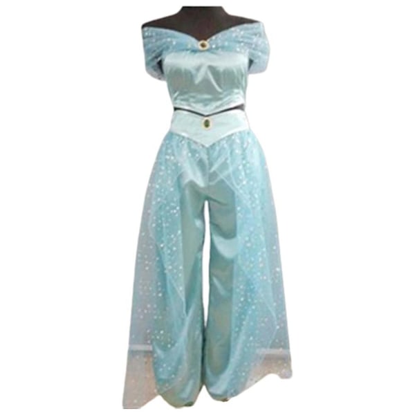 Aladdin Jasmine Princess Kostym Klänning Cosplay rekvisita Vuxna  XL Y green green S