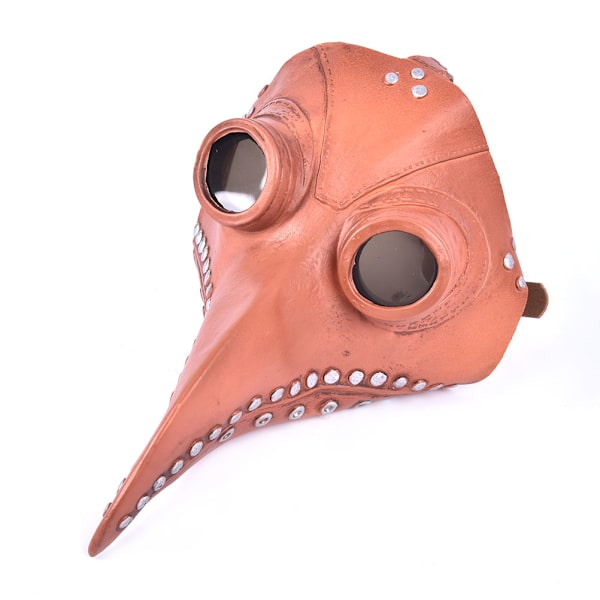 Halloween Maske Kostume Fugl Lang Næb Beak PU Læder Steampunk Gray