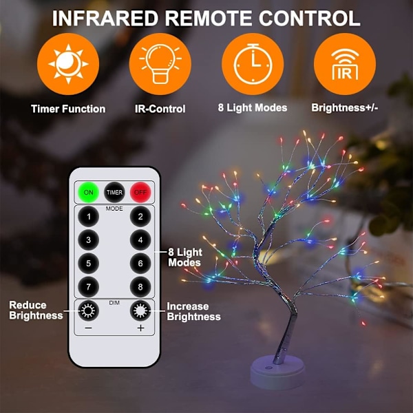 Monivärinen LED-puuvalo kaukosäätimellä, 108 säädettävää sisätilan valosarjaa F:lle Material: Polyester Material: Polyester