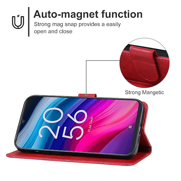 Til TCL 505 Læder Telefoncover (YJD) Red