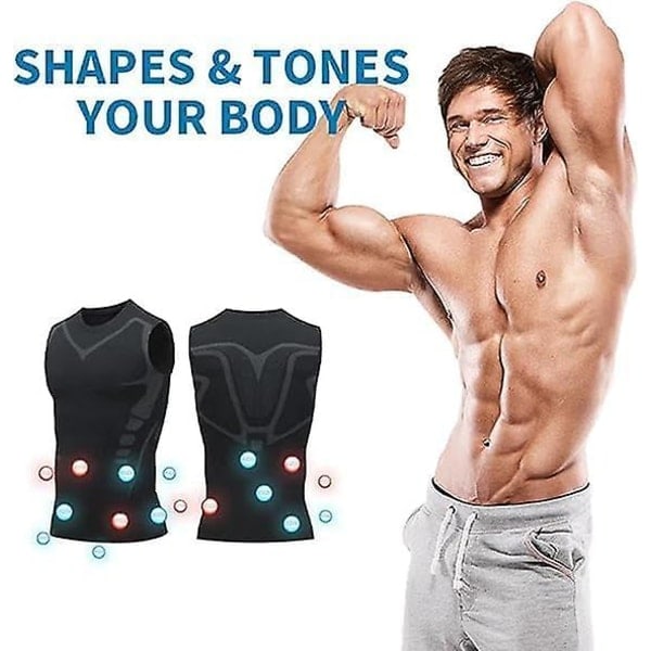 Ionic Shaping Vest, Kropsformer til Mænd, 2023 Ny Version Ionic Shaping Vest til Mænd, Behagelig Åndbar Issilke Grå S