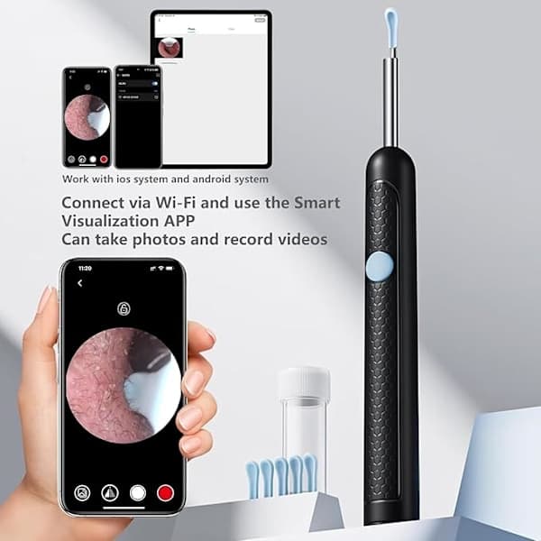 Ear Wax Removal Tool Camera - R1 D Anti-fall Off Earplugs Ear With Camera, Wireless With 1080p Hd Ear