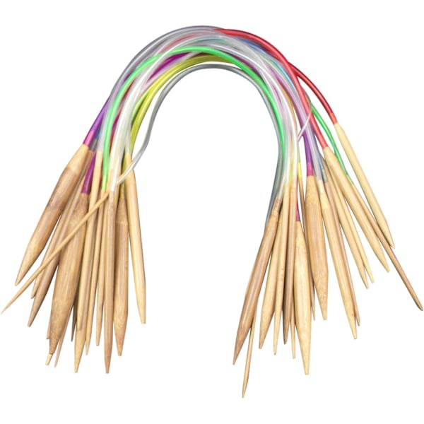 Bambu Stickor, Set med Längd 24/31,5/47 tum, 18 Storlekar: 2-10 mm