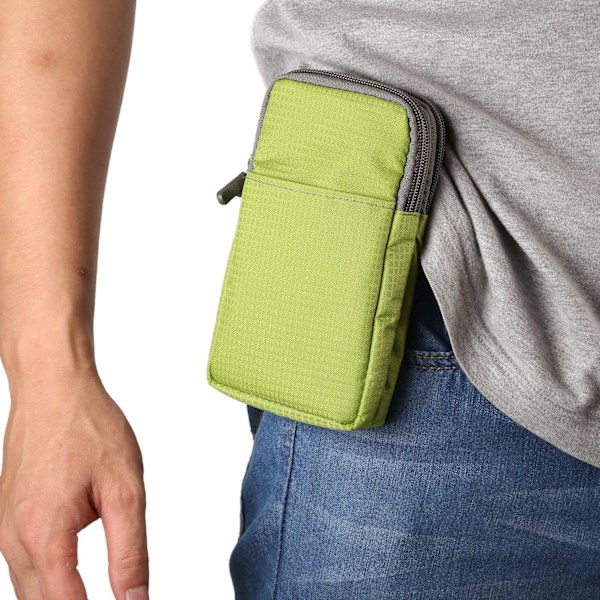 Mobiltelefonbälte, Crossbody Mobiltelefonväska, Outdoor Resa Nylon Axelväska, med Bältesögla Karabinkrok grön green 9*16.5*3.0CM