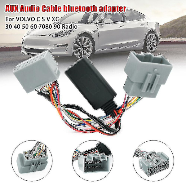 Bluetooth-adapteri äänen AUX-sisääntulolle Volvo C30 S40 V40 V50 S70 C70 V70 Xc70 S80 Xc90 -automankkaan, autotarvike