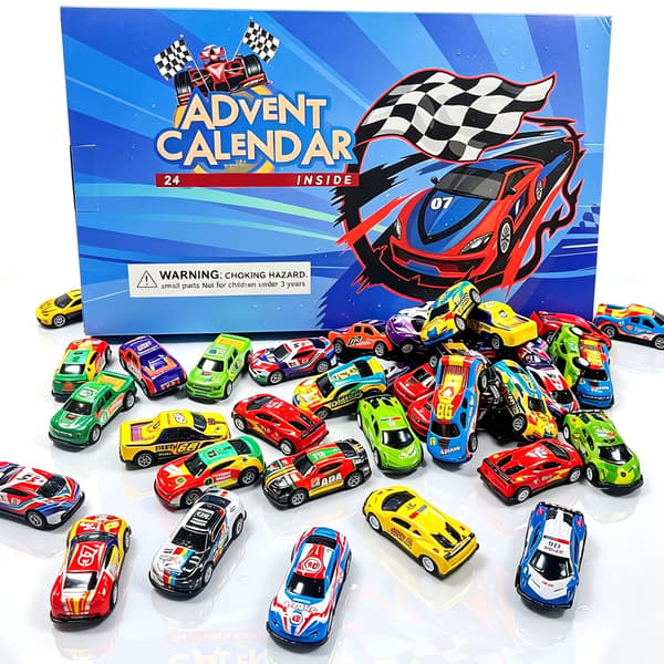 Julkalender med pull-back-racerbilar för barn – Nedräkningspresent Xmas Countdown