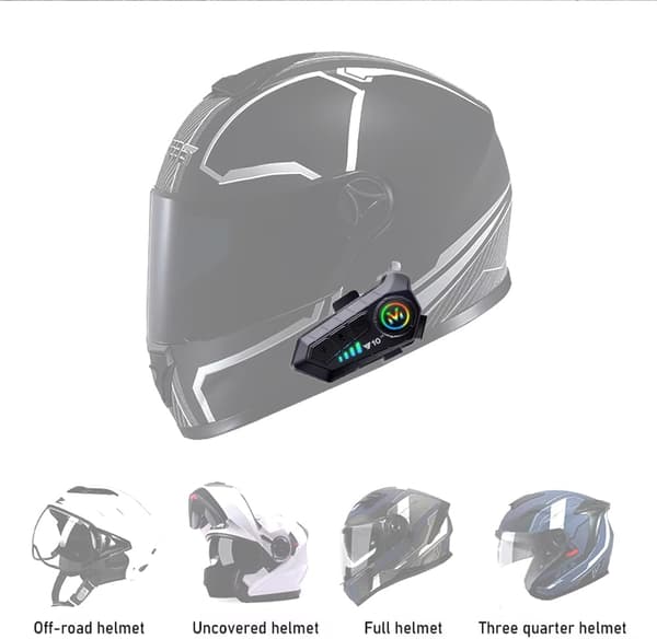 2pcs Universal Motorcycle Headset for 2 Riders with Range Bluetooth 5.3 Headphones and 2-in-1 Microphone for All Helmets
