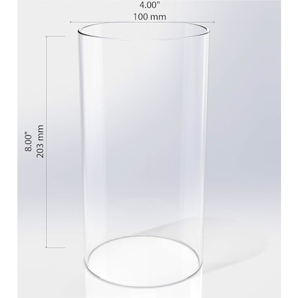 Stor glasslykt for orkanlys, åpen i begge ender, 10 cm bred x 20 cm høy klar [GP] Clear 4'' wide x 8'' tall