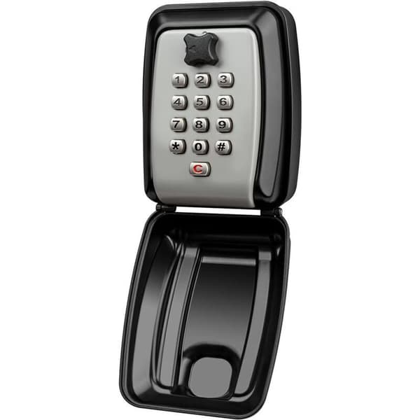 Waterproof, wall-mounted and secure key safe with 12-digit code. Outdoor key safe. Large model for homes, Airbnb, schools and factories. Grey.