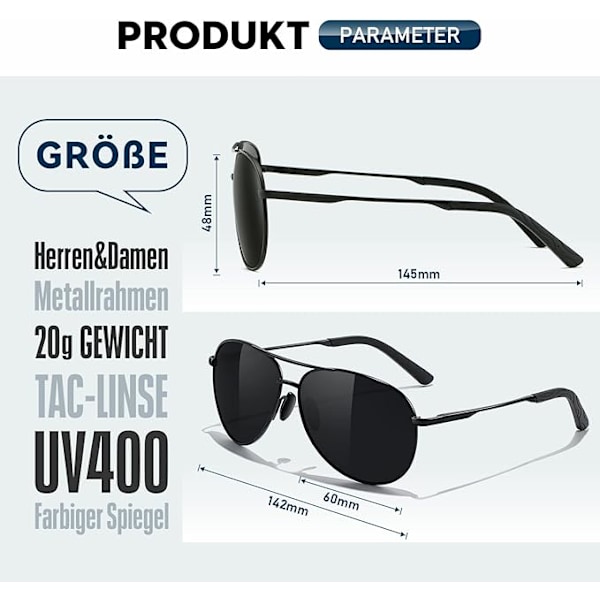 Polariserte Aviator Solbriller for Menn og Kvinner [CH]