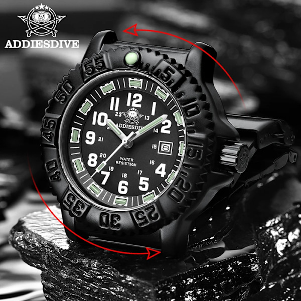 ADDIES Topp Militär Nylon Sportklockor Herr Lyx Vattentät Lysande Quartz Watch Man Klocka Relogio Mascu Khaki nylon box