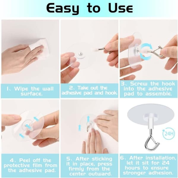 6-Pack Heavy-Duty Self-Adhesive Ceiling Hooks for Plants & Decor