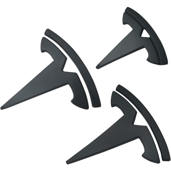 3-pak Tesla Model 3 Rat Logo Dekaler (Matt Sort)