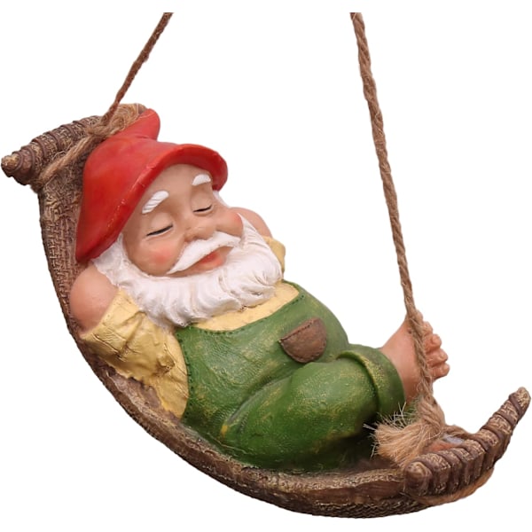 Utomhus Hängande Tomte Trädgårdsdekoration, Sovande Tomte Utomhusstaty