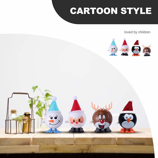 1 set 4 st julleksaker med uppdrag Snowman Win-up leksaker Barnleksak (Vit Röd) Juldekorationer Presenter Ornament