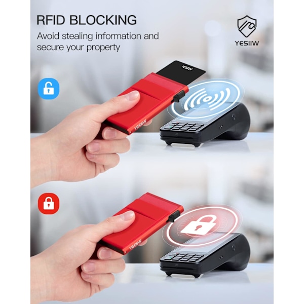 Pengebok for kvinner og menn Pop up Slim Card Wallet RFID-blokkering med lomme for sedler | Minimalistisk kreditkortholder for kvinner | Roserød