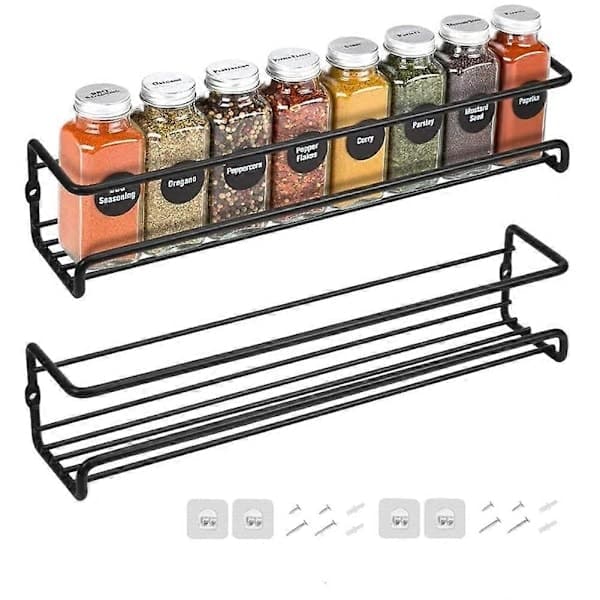 2-pack Metal Spice Rack Wall Mounted Kitchen Organizer Single Shelf 2025 New