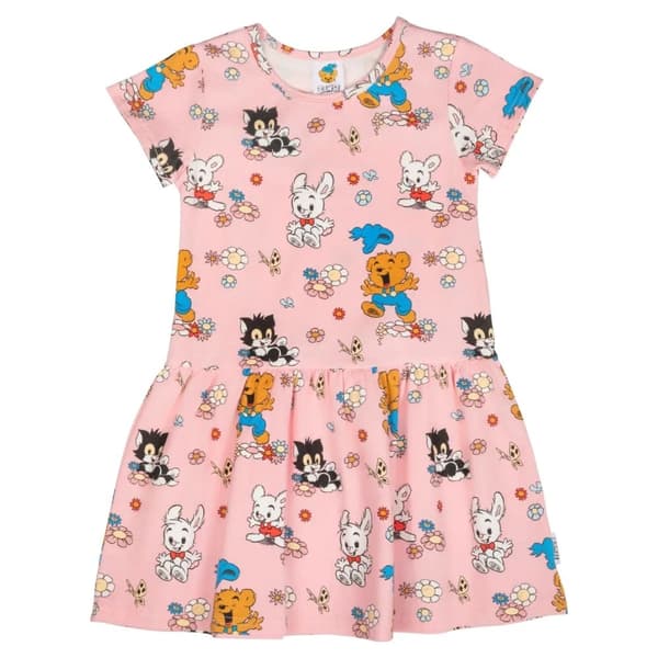 Bamse og blomsterkjole lyserød Ljusrosa 116