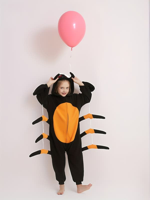 Børns Dyre-Onesie Hættefleece-Romper til Drenge og Piger Black 5-6Y