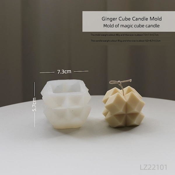 Lysforme lys stearinlys DIY støbeforme i silikoneform lz22101 rhombus rubiks kube