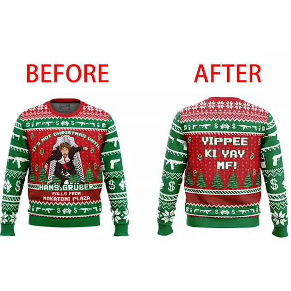 Hans Gruber Fall Nakatomi Plaza Die Hard Jultröja Present Tomte Jultröja Herrar 3D Tröja
