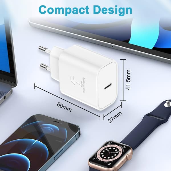 25W USB-C snabbladdare med 2m kabel för Samsung Galaxy-telefoner[GPA]