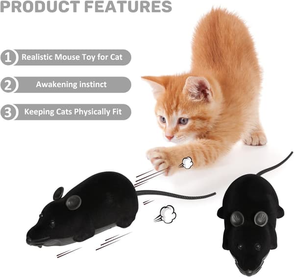 Remote Control Mouse Cat Toy, Interactive Moving Cat Toys Wireless Electronic RC Rat Mice Pet Toys