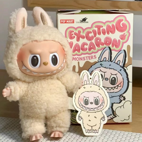 Labubu Macaron Monster Nyckelring Den Spännande Monster Macarons Vinyl Ansikte Plysch Nyckelringar Konst Samlarobjekt Leksaker Presenter till Barn (En Del) Douru duoduo