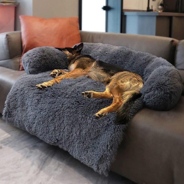 Stor hundematte, myk hundesofa - dyreteppe med glidelås, ideelt for hundebur, nisje, bil 76x76x15cm mørk grå