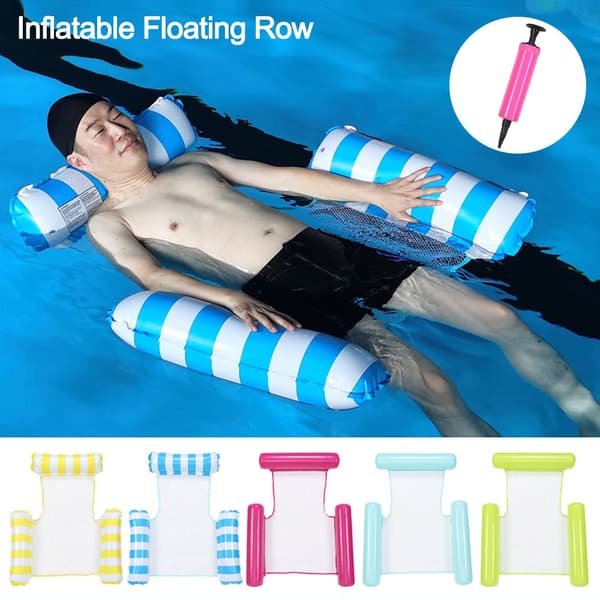 Oppustelig flydende række flydepool seng poolstol Stripe yellow