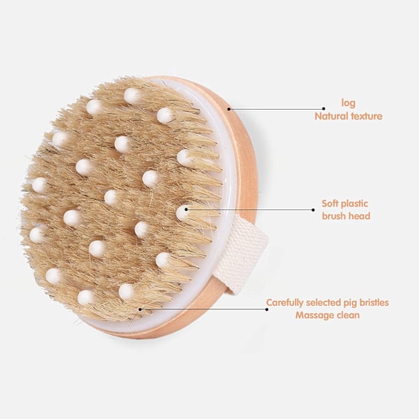 Kroppsbørste, neutral tør børste til cellulite og lymfedrænage
